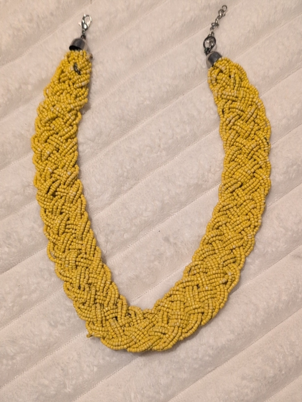 Braided Yellow Seed Bead Statement Necklace - Women Jewelry
